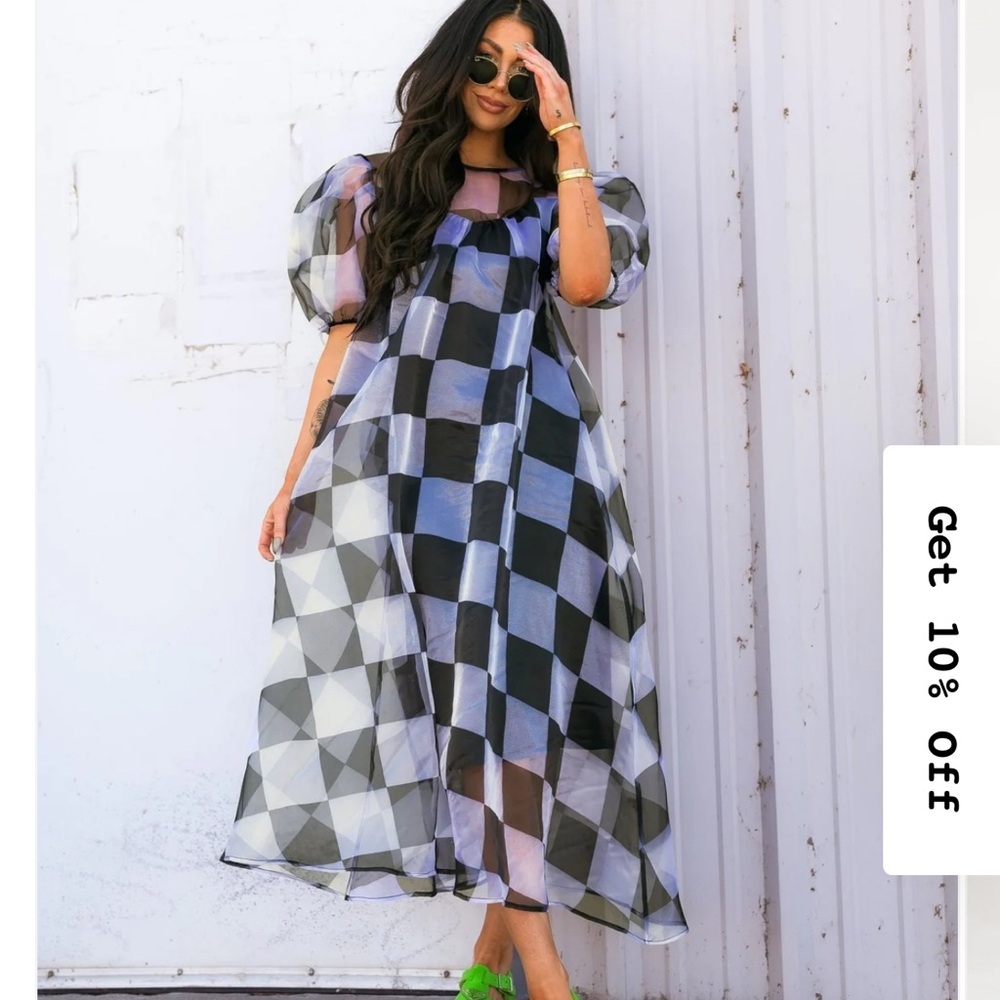 Dressed in LALA Star Energy Organza Dress in Checkerboard